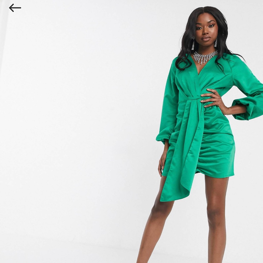 MISSGUIDED satin twist front drape dress